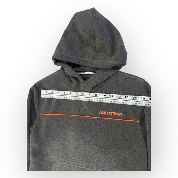Nautica Pullover Hoodie Gray Sweatshirt w Front Pocket Size Boys Medium 10/12 - Picture 6 of 14